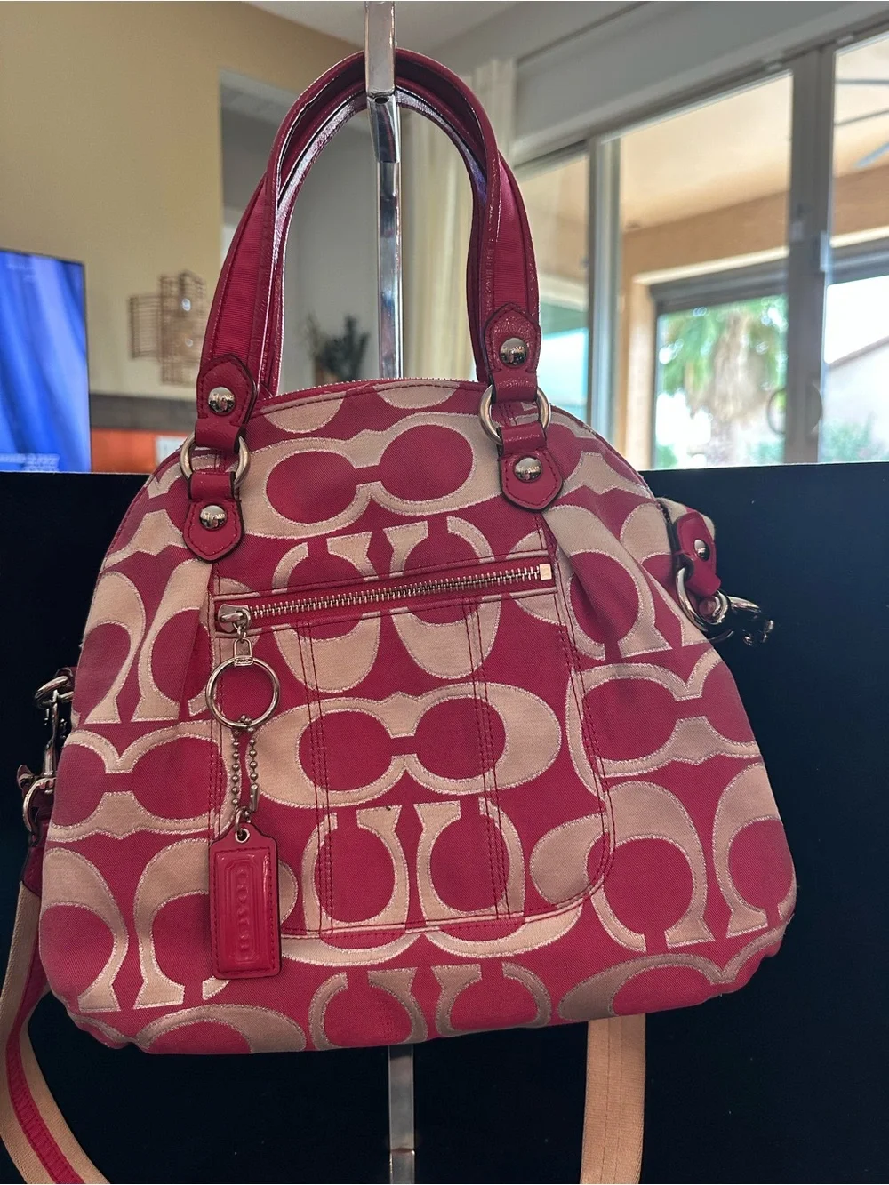 Coach #178 Poppy Signature Lurex C Outline Satchel/Crossbody